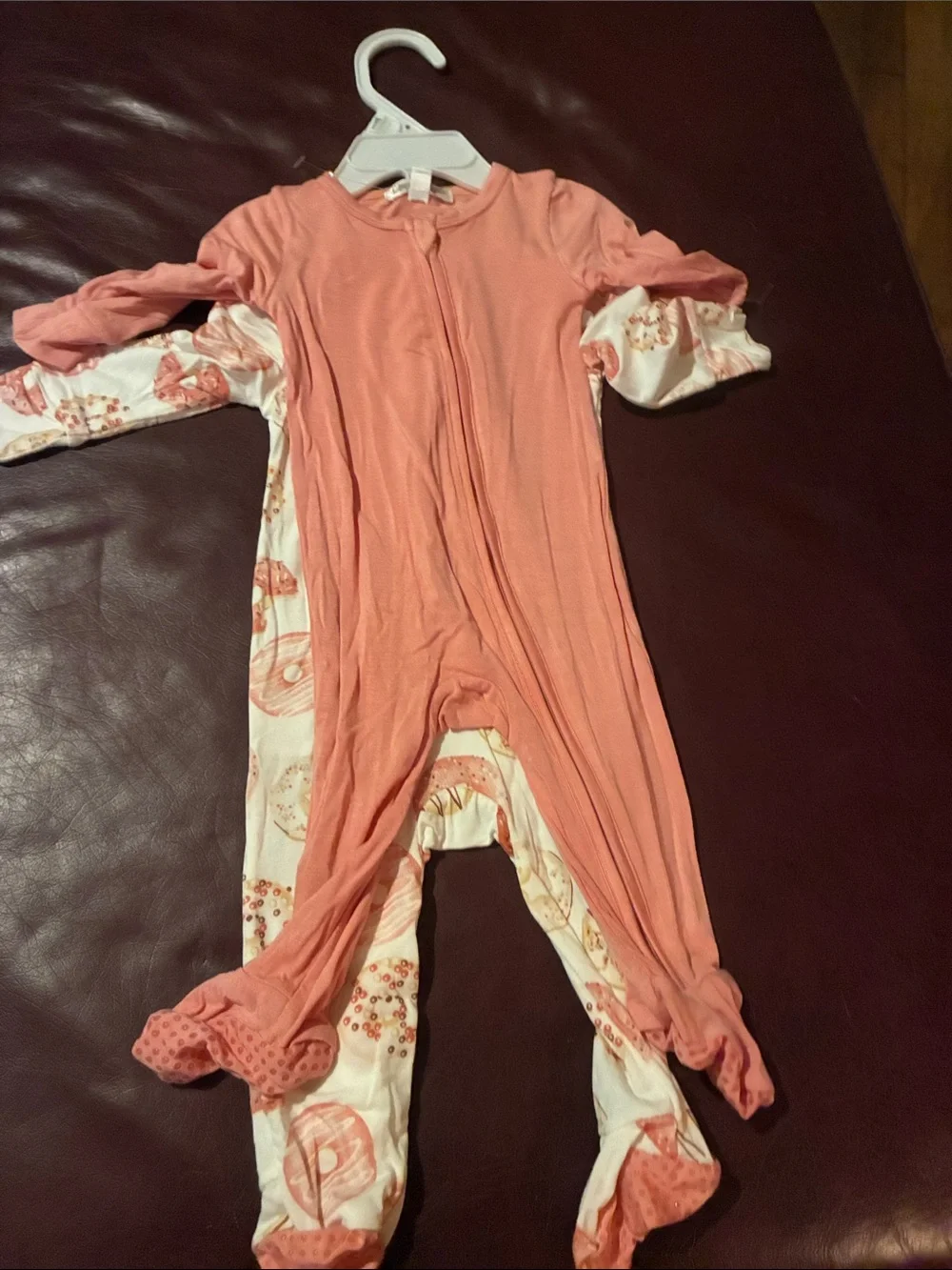 Emily & Meritt Pink Donut Print Footed One-Piece for Kids